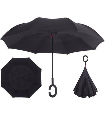 Allernieuwste.nl® SmartPlu - Grote Storm Paraplu - Zwart - Omkeerbaar - Ergonomisch - microfiber - paraplu - 105cm