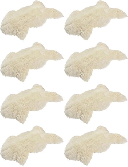Schapenvacht Natuurlijk Wit/Creme (80-95cm) - set van 8 vachten