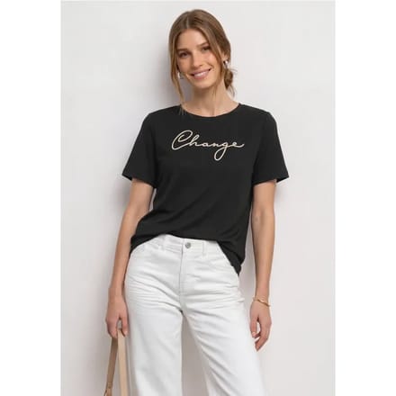 Shirt met ronde hals en Wording Artwork