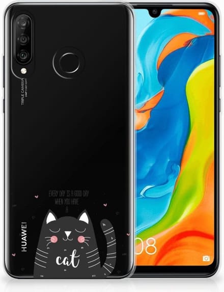 Huawei P30 Lite Telefoonhoesje met Naam Cat Good Day