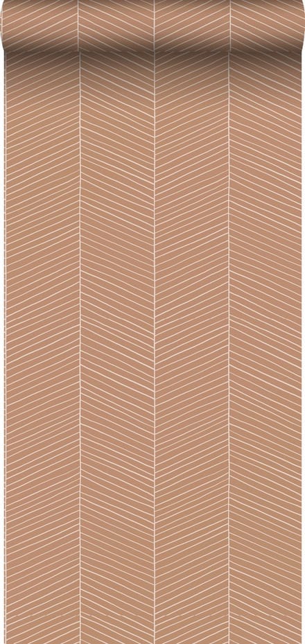 ESTAhome behang visgraat-motief licht terracotta - 53 cm x 10.05 m - 139357