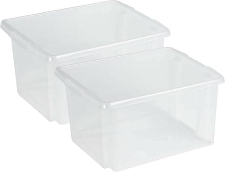 Sunware Opslagbox Nesta - 4x - kunststof - 32L - transparant - 45 x 36 x 24 cm - stapelbaar
