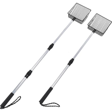 Pelle à litière pour chat extensible, pelle profonde, manche long, métal, ramasseur d'excréments de poulet pour tamiser la litière pour chat white