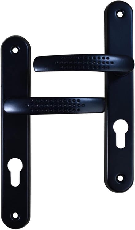 Deurgreep Binnen - Klapgreep Cilindergat - Deur Beveiligen - Aluminium Epoxycoating - 195 mm Hartafstand - Zwart