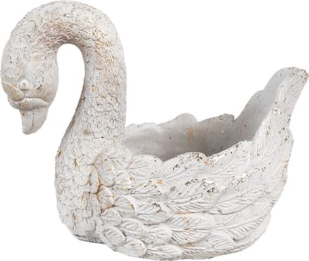 Clayre & Eef Bloempot Zwaan 19x11x15 cm Wit Steen