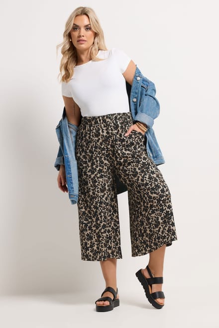 Yours Bruine Broekrok Met Luipaardprint Size 46