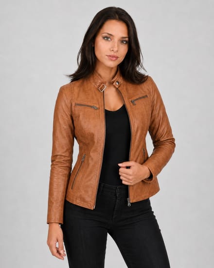 Versano Tulsa Leren Dames Bikerjack Dames Jas M - Cognac