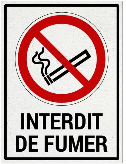 Interdit de fumer bord met tekst | Sign Again materiaal | 28 x 21 cm