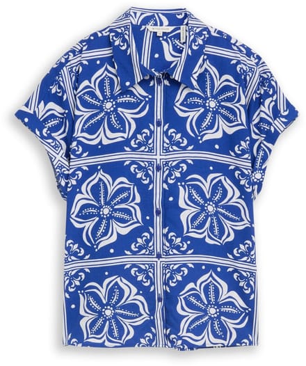 Tom Tailor - Dames bloes - Maat 38 - Vrouwen - blauw - Bovenmateriaal