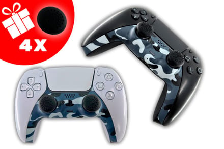 TURQERO© Playstation 5 controller faceplate - PS5 controller behuizing - PS5 accessoires - camouflage blauw - geschikt voor playstation 5 controller - inclusief thumb grips