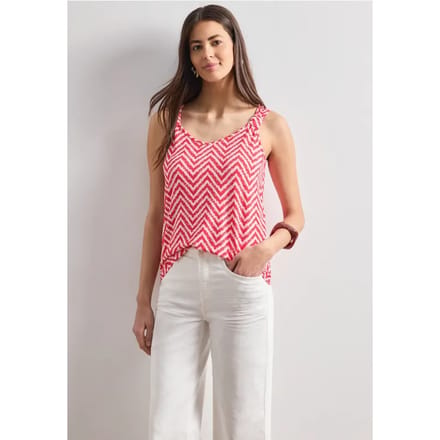 Top met V-hals en knoopdetail
