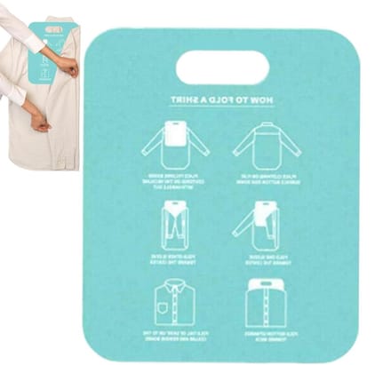 Kleding vouwplank - Kleding organizer - Efficiënt kleding vouwen - Stapsgewijze vouwhulp - 305 x 253 cm - Helder cyaan
