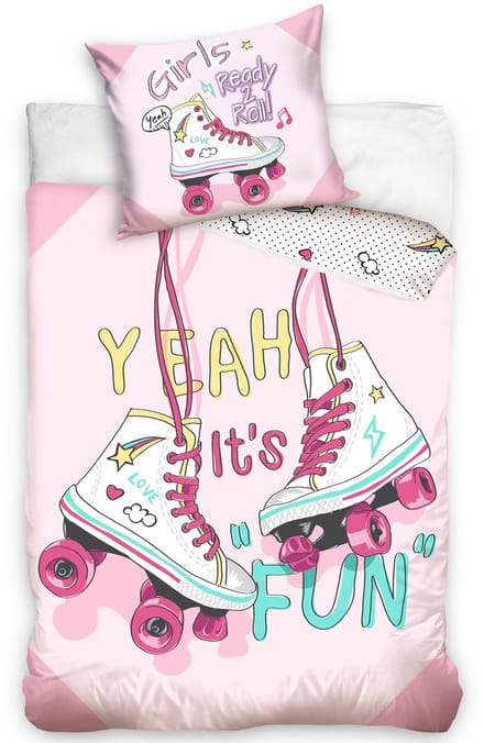 DREAMEE Dekbedovertrek Yeah it's Fun - Eenpersoons - 140x200 cm - Roze
