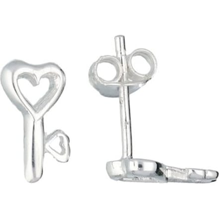 Lilly oorknopjes sleutel met hart - zilver - 6x10.5mm