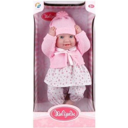 Baby 42cm met roze outfit en muts Speelpoppen