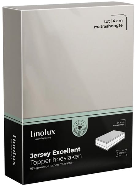 Linolux Hoeslaken Topper Jersey Excellent Stone 140x200
