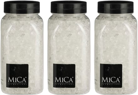 Mica Decorations decoratie steentjes / granulaat - 3x - 650 ml - 4-10 mm - transparant - siergrind