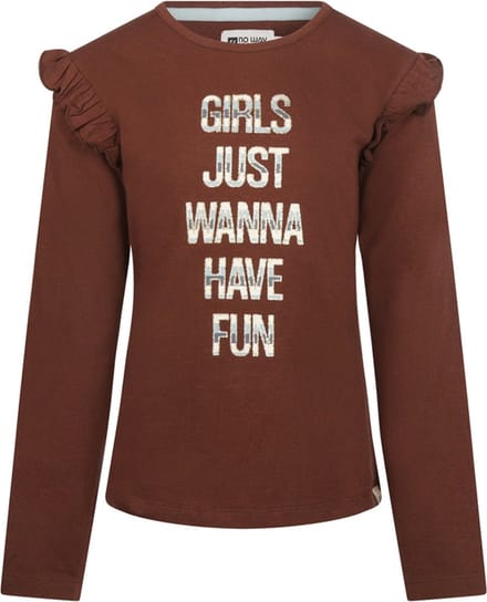 No Way Monday-Girls T-shirt ls-Brown - Maat 98