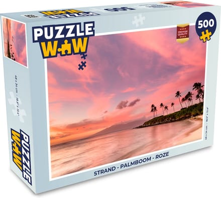 Puzzel Strand - Palmboom - Roze - Legpuzzel - Puzzel 500 stukjes