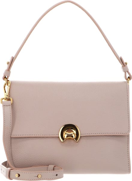 COCCINELLE Leren Schoudertas Binxie Handbag Grained Leather Rosette Beige
