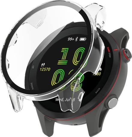 Watch case screenprotector - hoesje - gehard glas - geschikt voor Garmin Forerunner 255 - transparant