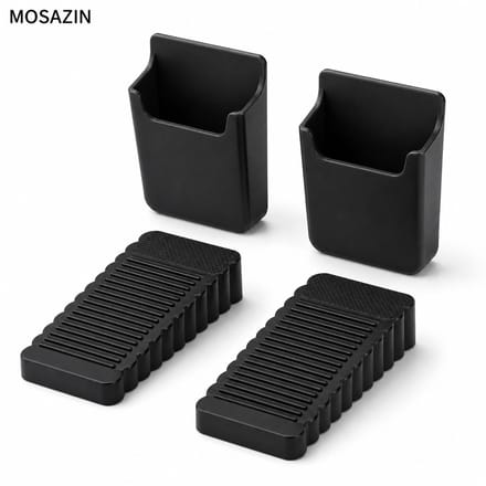 MOSAZIN Deurstopper Set van 2 - Antislip Deurwig met Houder - Zwart
