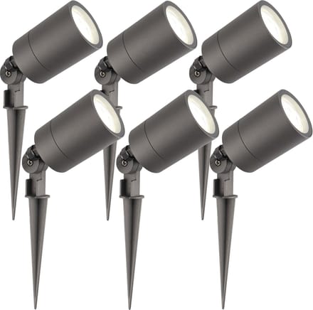 Ledvion - 6X LED Prikspots - Antraciet - IP65 - 5W - 4000K - 2M