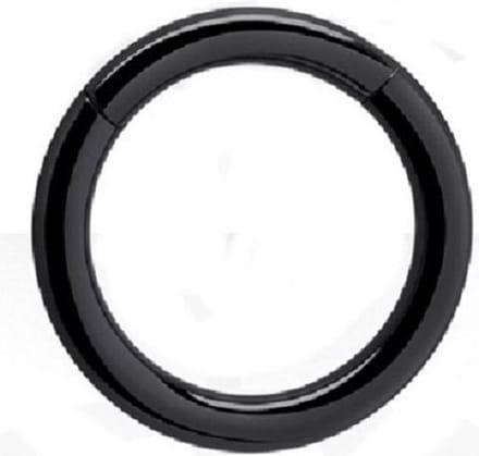 Zwarte Titanium Segment Ring 12 mm (1,2 mm dik) met Scharnier – RH-Jewelry [High Quality Piercing]