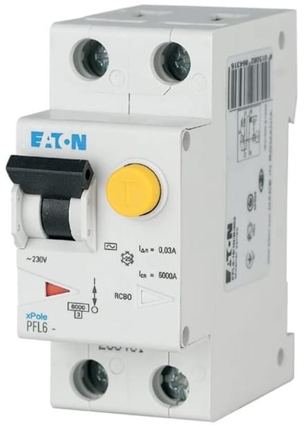 Eaton PFL6-16/1N/B/003 aardlekautomaat 1P+N, 16 A, 30 mA, type AC, B-karakteristiek, 6 kA