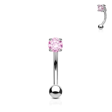 Piercing CZ steentje ronde steen 1.2x8 - zilver roze - LMPiercings