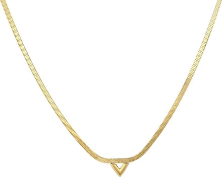 Michelle Bijou - Damesketting - Platte schakel - V hanger - Goud