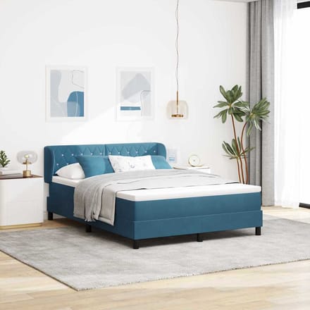 vidaXL - Boxspring - bed - met - hoofdeinde - Donkerblauw - 140 - x - 200 - cm - Fluweel