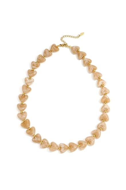Bijoutheek Collier Hart Kralen Beige