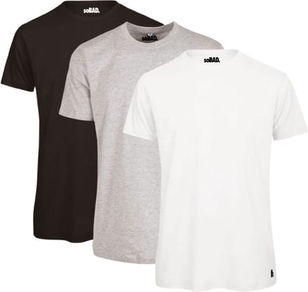 Basic t-shirt - zwart/wit/heather grey - M - soBAD. | 3-pack | Unisex | Regular fit | Katoen | Shirt heren