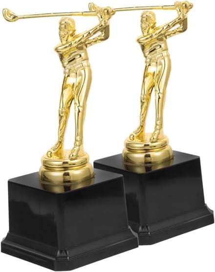 Golftrofee Beker - Gouden Prijs - Sportwedstrijd Prijs - Graveerbaar Plastic - 17 cm Lengte - Goud