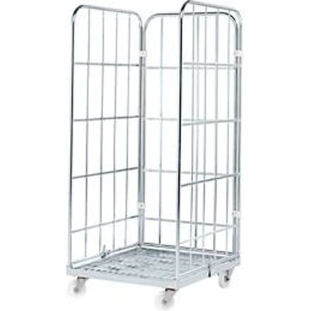 Rolcontainer, 3-zijdig, met stalen rolplaat, 1650 mm bruikbare hoogte