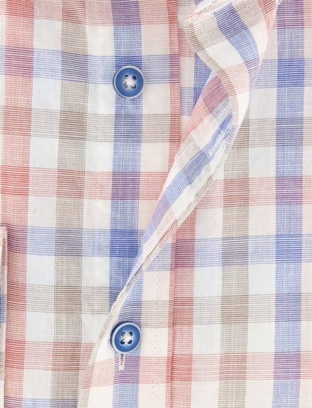 Overhemd Giordano geruit rood blauw met borstzak