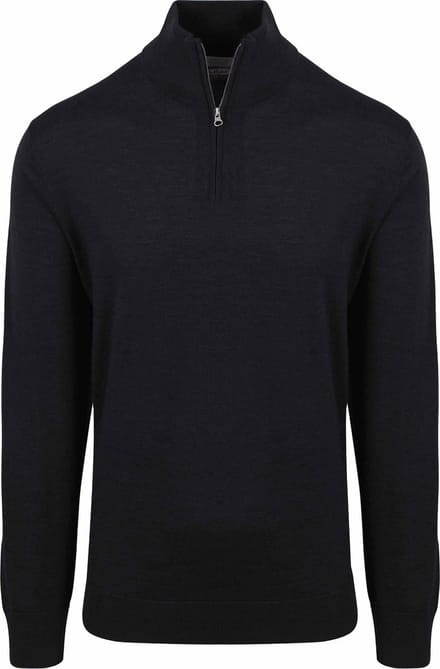 King Essentials The Michael Half Zip Pull Merino Zwart - Maat M - Heren - Pullovers