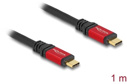 Delock USB 5 Gbps Cable USB Type-C™ male to male PD 3.0 100 W E-Marker 1 m red metal