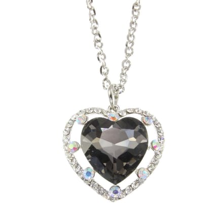 Behave - Lange ketting met zwart hart en steentjes - Statement stijl