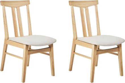 AVALON - Eetkamerstoel set van 2 - Lichtbeige - Licht hout/Stof