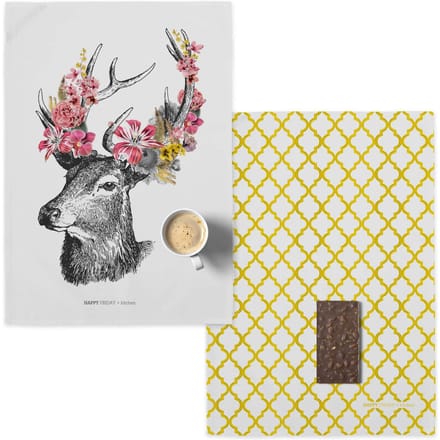 Set van 2 theedoeken Reinder | Happy Friday