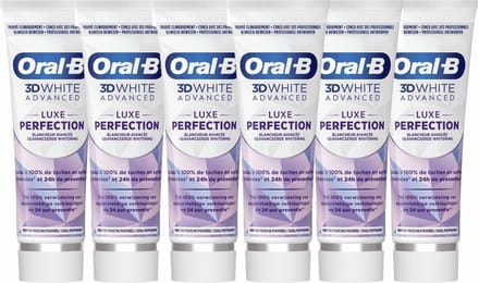 Oral B - Tandpasta - 3D White Advanced - Luxe Perfection - Voordeelverpakking 6 x 75 ml