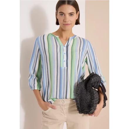 Blouse met 3/4 mouwen en meerkleurige strepen