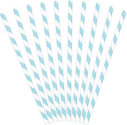PartyDeco Rietjes Blauw/wit (10 st 19,5cm)