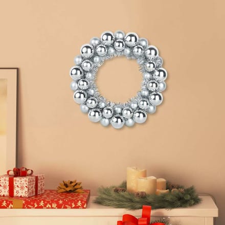 vidaXL - Kerstbal - Kransen - 2 - st - Zilver - 33 - x - 33 - x - 7 - cm - Polystyreen
