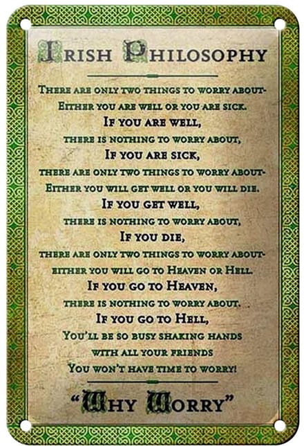 Blechschild Spruch 12x18cm Irish Philosophy there are only