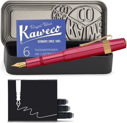 Kaweco - Cadeauset - AL SPORT - Collection - Vulpen - Medium - Ruby Red - Clip Gold Plated - 2 Doosjes Vullingen
