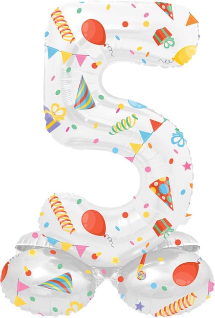Folat BV - Standing Foil Balloon Joyful Party Number 5 -72cm