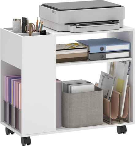 Homcom Printerkast-Spaanplaat-70L x 34B x 60H cm-Wit